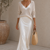 Alma | Vestido de Cetim Elegante com Jersey