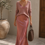 Alma | Vestido de Cetim Elegante com Jersey