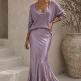 Alma | Vestido de Cetim Elegante com Jersey