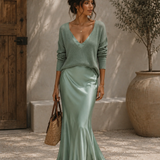 Alma | Vestido de Cetim Elegante com Jersey