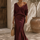 Alma | Vestido de Cetim Elegante com Jersey