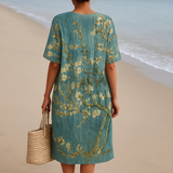 Mara - Vestido Floral em Verde-Água