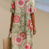 Margarida - Vestido Floral com Folhas e Mandala