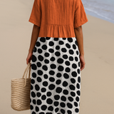 Penelope - Vestido Laranja com Pontos Contrastantes