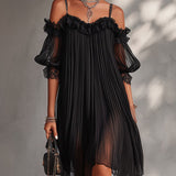 Lorena | Minivestido negro de musselina