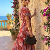 Vestido Longo Ombro Caído Aquarela
