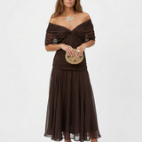 Vestido longo com decote em V