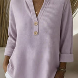 Lucia | T-shirt Henley Gofrada com Botões