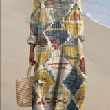 Cátia - Vestido Inspirado no Boémio com Impressões Étnicas