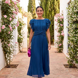 Seraphina | Elegante Maxi Vestido Plissado com Cintura Amarrada