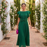 Seraphina | Elegante Maxi Vestido Plissado com Cintura Amarrada