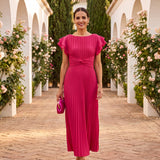Seraphina | Elegante Maxi Vestido Plissado com Cintura Amarrada