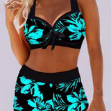 Sidónia - Fato de Banho de Cintura Alta com Estampado Floral