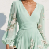 Cisella | Vestido midi verde claro floral