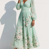 Cisella | Vestido midi verde claro floral