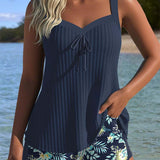 Serafina - Tankini às Riscas com Parte de Baixo de Biquíni em Duas Peças