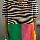 Eva - Camisa com Listras Bold e Bloco de Cor
