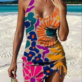 Filipa - Tankini gráfico floral com calções, efeito barriga plana
