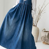 Kamila - Vestido maxi de denim vintage lavado