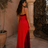 Vestido longo halter com abertura