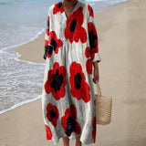 Elva - Vestido Maxi Floral em Vermelho