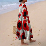 Elva - Vestido Maxi Floral em Vermelho