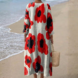 Elva - Vestido Maxi Floral em Vermelho