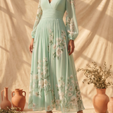 Cisella | Vestido midi verde claro floral