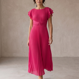 Seraphina | Elegante Vestido Maxi Plissado com Cintura Anudada