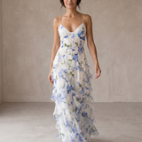 Uri | Vestido Midi Floral com Ruches