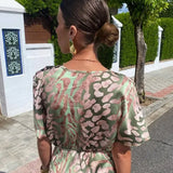 Higinia™ | Vestido Midi Estampado em Tons Cobre