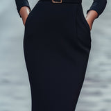 Iara - Vestido Justo Preto Refinado