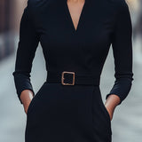 Iara - Vestido Justo Preto Refinado