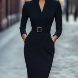 Iara - Vestido Justo Preto Refinado