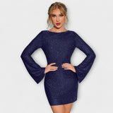 Vestido de lantejoulas costas abertas