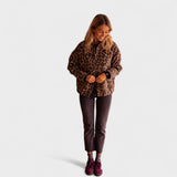 Rosa - Casaco moderno padrão leopardo