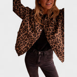 Rosa - Casaco moderno padrão leopardo