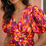Carla™ | Vestido Midi Floral com Mangas Abalonadas