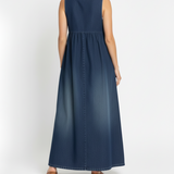 Kamila - Vestido maxi de denim vintage lavado