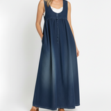Kamila - Vestido maxi de denim vintage lavado