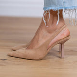 Marlena - Pumps slingback nude com um salto fino