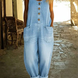 Graça - Macacão de Algodão Denim Lavado Vintage