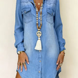 Dana | Vestido de camisa em denim casualmente elegante