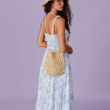 Renata - Vestido Midi Azul Floral