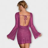 Vestido de lantejoulas costas abertas