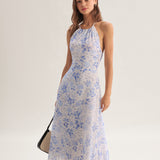 Clarice - Vestido Midi Azul Floral